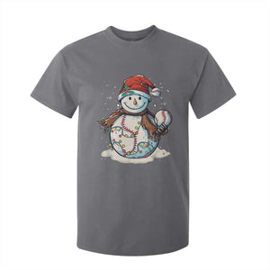 Funny Christmas Baseball T Shirt For Kid Cute Snowman Baseball Players Santa Hat TS11 Charcoal Print Your Wear
