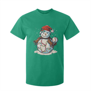 Funny Christmas Baseball T Shirt For Kid Cute Snowman Baseball Players Santa Hat TS11 Irish Green Print Your Wear
