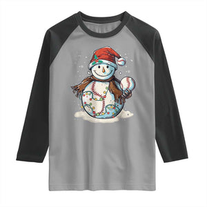 Funny Christmas Baseball Raglan Shirt Cute Snowman Baseball Players Santa Hat TS11 Sport Gray Black Print Your Wear