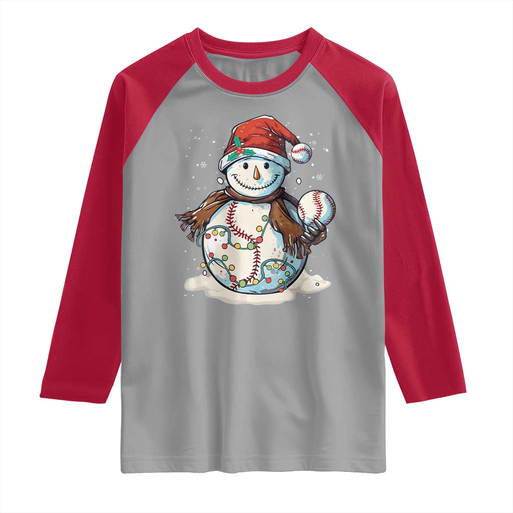 Funny Christmas Baseball Raglan Shirt Cute Snowman Baseball Players Santa Hat TS11 Sport Gray Red Print Your Wear