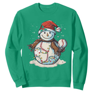 Funny Christmas Baseball Sweatshirt Cute Snowman Baseball Players Santa Hat TS11 Irish Green Print Your Wear
