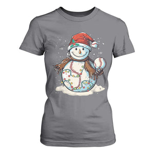 Funny Christmas Baseball T Shirt For Women Cute Snowman Baseball Players Santa Hat TS11 Charcoal Print Your Wear