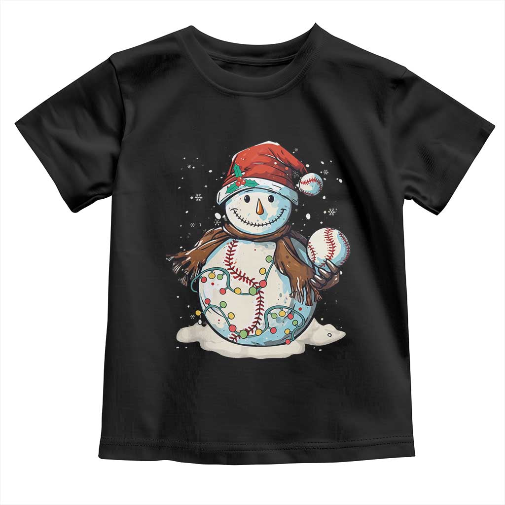 Funny Christmas Baseball Toddler T Shirt Cute Snowman Baseball Players Santa Hat TS11 Black Print Your Wear