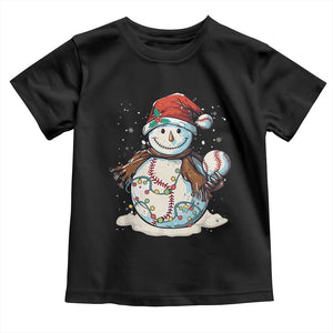 Funny Christmas Baseball Toddler T Shirt Cute Snowman Baseball Players Santa Hat TS11 Black Print Your Wear