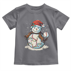 Funny Christmas Baseball Toddler T Shirt Cute Snowman Baseball Players Santa Hat TS11 Charcoal Print Your Wear