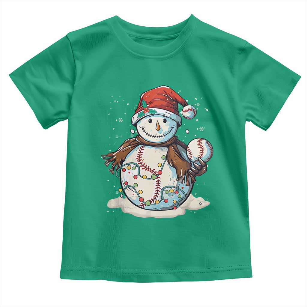 Funny Christmas Baseball Toddler T Shirt Cute Snowman Baseball Players Santa Hat TS11 Irish Green Print Your Wear