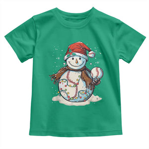 Funny Christmas Baseball Toddler T Shirt Cute Snowman Baseball Players Santa Hat TS11 Irish Green Print Your Wear