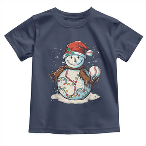 Funny Christmas Baseball Toddler T Shirt Cute Snowman Baseball Players Santa Hat TS11 Navy Print Your Wear