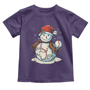 Funny Christmas Baseball Toddler T Shirt Cute Snowman Baseball Players Santa Hat TS11 Purple Print Your Wear