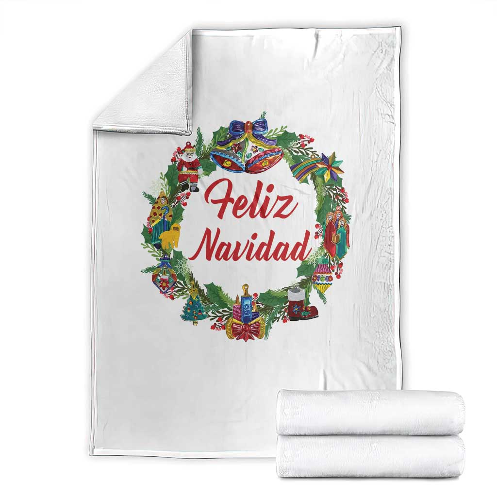 Christmas In Mexico Throw Blanket Feliz Navidad Xmas Wreath TS11 White Print Your Wear