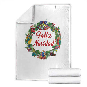 Christmas In Mexico Throw Blanket Feliz Navidad Xmas Wreath TS11 White Print Your Wear