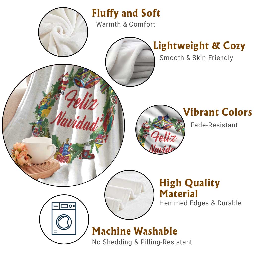 Christmas In Mexico Throw Blanket Feliz Navidad Xmas Wreath TS11 Print Your Wear