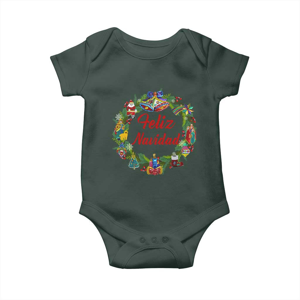 Christmas In Mexico Baby Onesie Feliz Navidad Xmas Wreath TS11 Print Your Wear