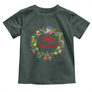 Christmas In Mexico Baby Shirt Feliz Navidad Xmas Wreath TS11 Dark Forest Green Print Your Wear