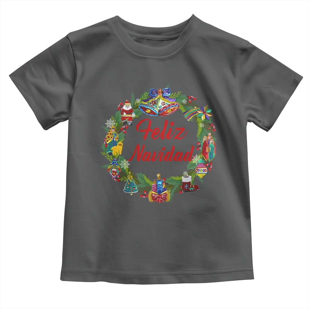 Christmas In Mexico Baby Shirt Feliz Navidad Xmas Wreath TS11 Dark Heather Print Your Wear