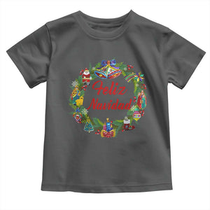 Christmas In Mexico Baby Shirt Feliz Navidad Xmas Wreath TS11 Dark Heather Print Your Wear