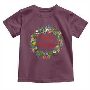 Christmas In Mexico Baby Shirt Feliz Navidad Xmas Wreath TS11 Maroon Print Your Wear