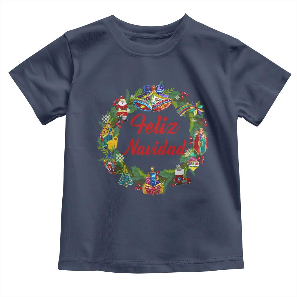 Christmas In Mexico Baby Shirt Feliz Navidad Xmas Wreath TS11 Navy Print Your Wear