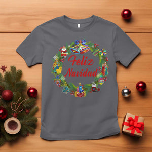 Christmas In Mexico T Shirt Feliz Navidad Xmas Wreath TS11 Charcoal Print Your Wear