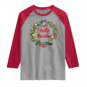 Christmas In Mexico Raglan Shirt Feliz Navidad Xmas Wreath TS11 Sport Gray Red Print Your Wear