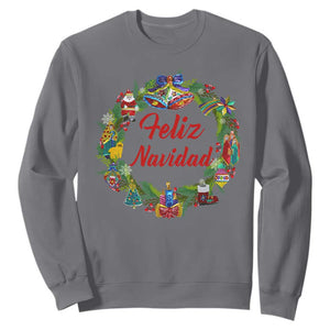 Christmas In Mexico Sweatshirt Feliz Navidad Xmas Wreath TS11 Charcoal Print Your Wear