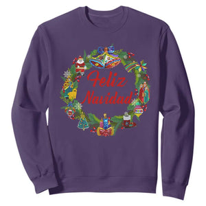 Christmas In Mexico Sweatshirt Feliz Navidad Xmas Wreath TS11 Purple Print Your Wear