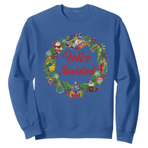 Christmas In Mexico Sweatshirt Feliz Navidad Xmas Wreath TS11 Royal Blue Print Your Wear