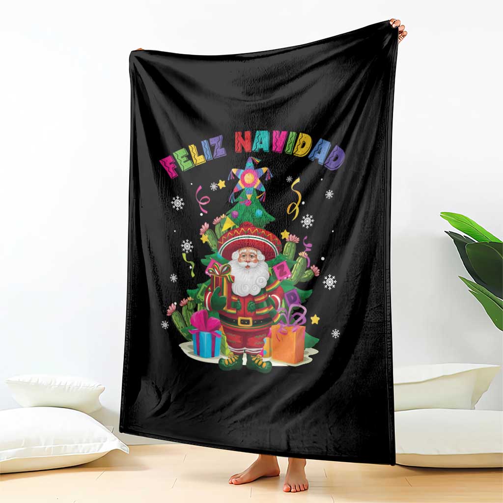 Funny Christmas In Mexico Throw Blanket Feliz Navidad Sombrero Santa Xmas Tree TS11 Print Your Wear