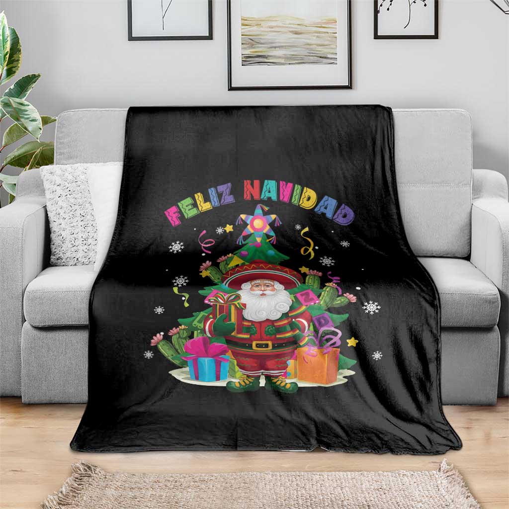 Funny Christmas In Mexico Throw Blanket Feliz Navidad Sombrero Santa Xmas Tree TS11 Print Your Wear