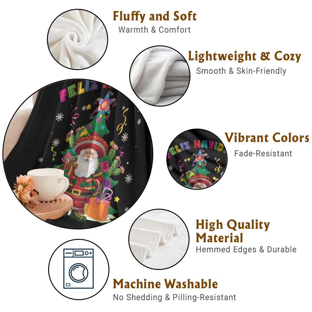 Funny Christmas In Mexico Throw Blanket Feliz Navidad Sombrero Santa Xmas Tree TS11 Print Your Wear