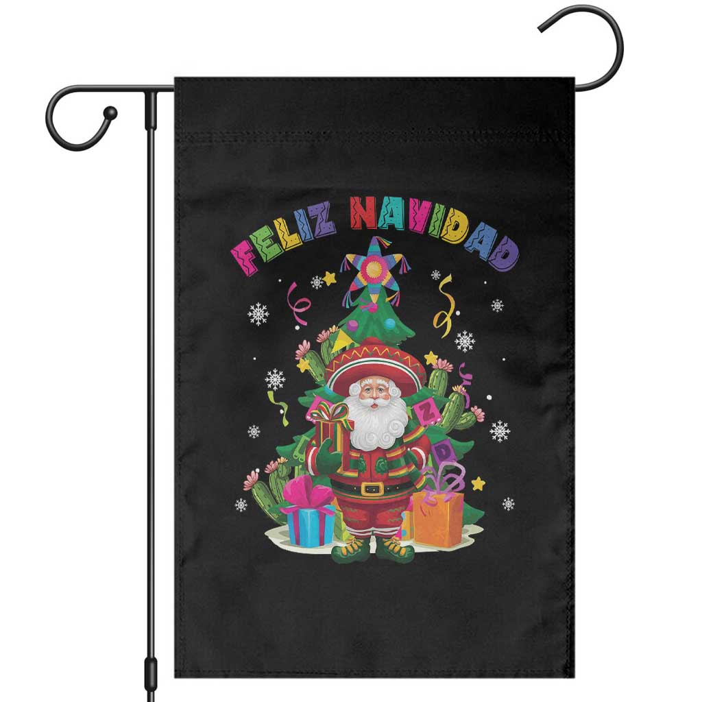 Funny Christmas In Mexico Garden Flag Feliz Navidad Sombrero Santa Xmas Tree TS11 Black Print Your Wear