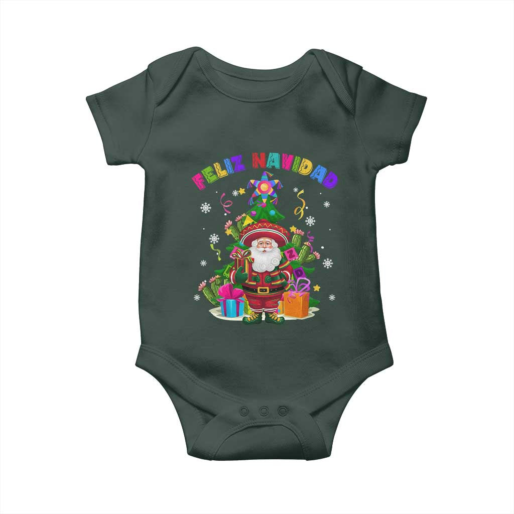 Funny Christmas In Mexico Baby Onesie Feliz Navidad Sombrero Santa Xmas Tree TS11 Print Your Wear