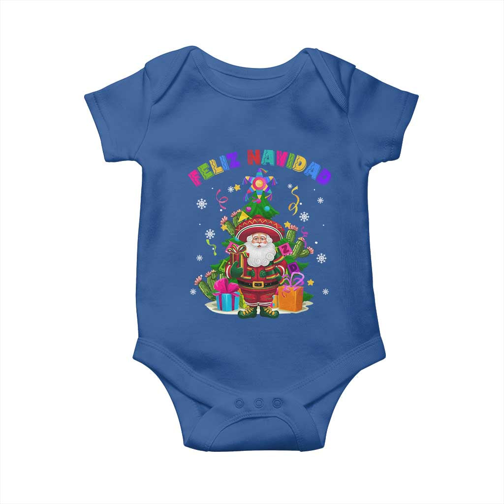 Funny Christmas In Mexico Baby Onesie Feliz Navidad Sombrero Santa Xmas Tree TS11 Royal Blue Print Your Wear