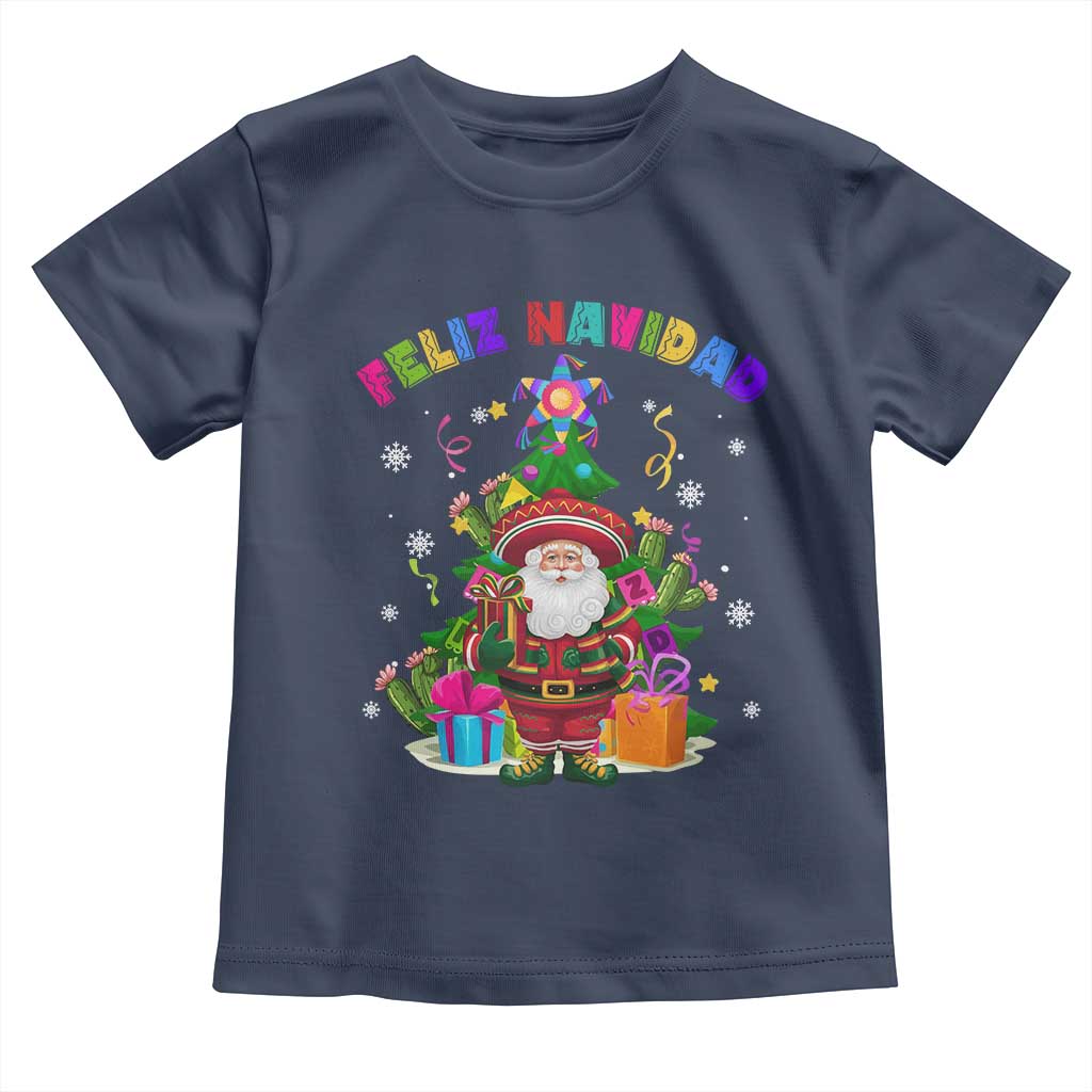 Funny Christmas In Mexico Baby Shirt Feliz Navidad Sombrero Santa Xmas Tree TS11 Navy Print Your Wear