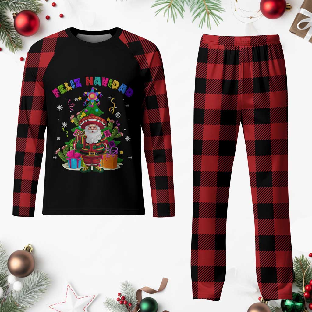 Funny Christmas In Mexico Plaid Pajama Set Feliz Navidad Sombrero Santa Xmas Tree TS11 Buffalo Plaid Print Your Wear