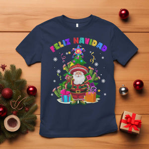 Funny Christmas In Mexico T Shirt Feliz Navidad Sombrero Santa Xmas Tree TS11 Navy Print Your Wear