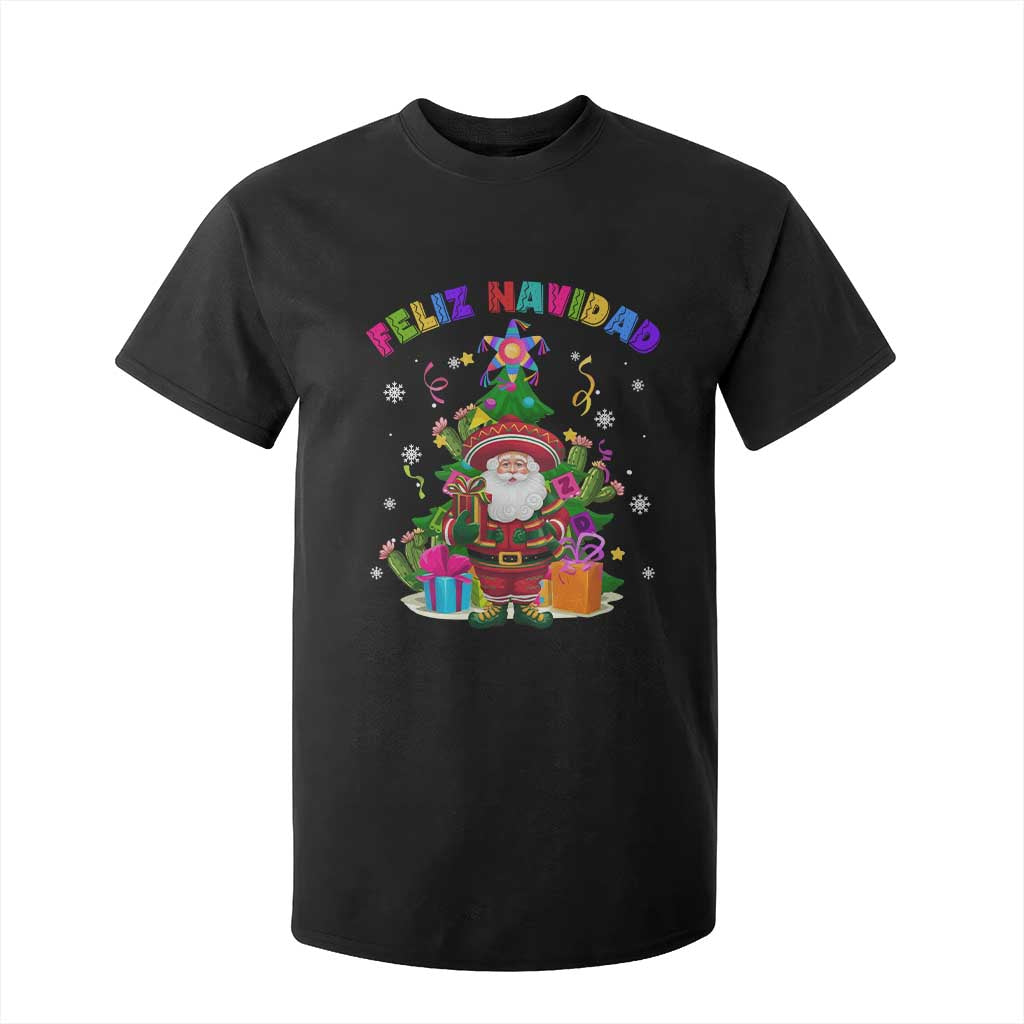 Funny Christmas In Mexico T Shirt For Kid Feliz Navidad Sombrero Santa Xmas Tree TS11 Black Print Your Wear