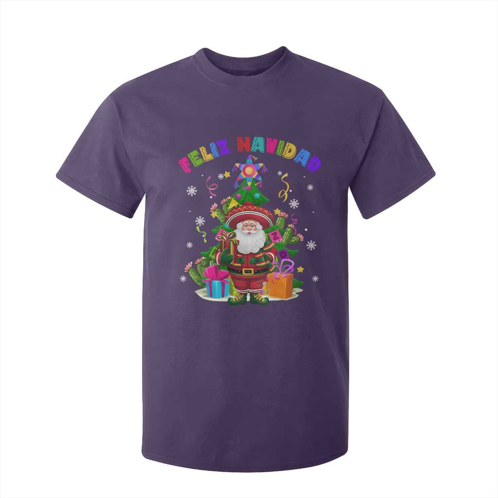 Funny Christmas In Mexico T Shirt For Kid Feliz Navidad Sombrero Santa Xmas Tree TS11 Purple Print Your Wear