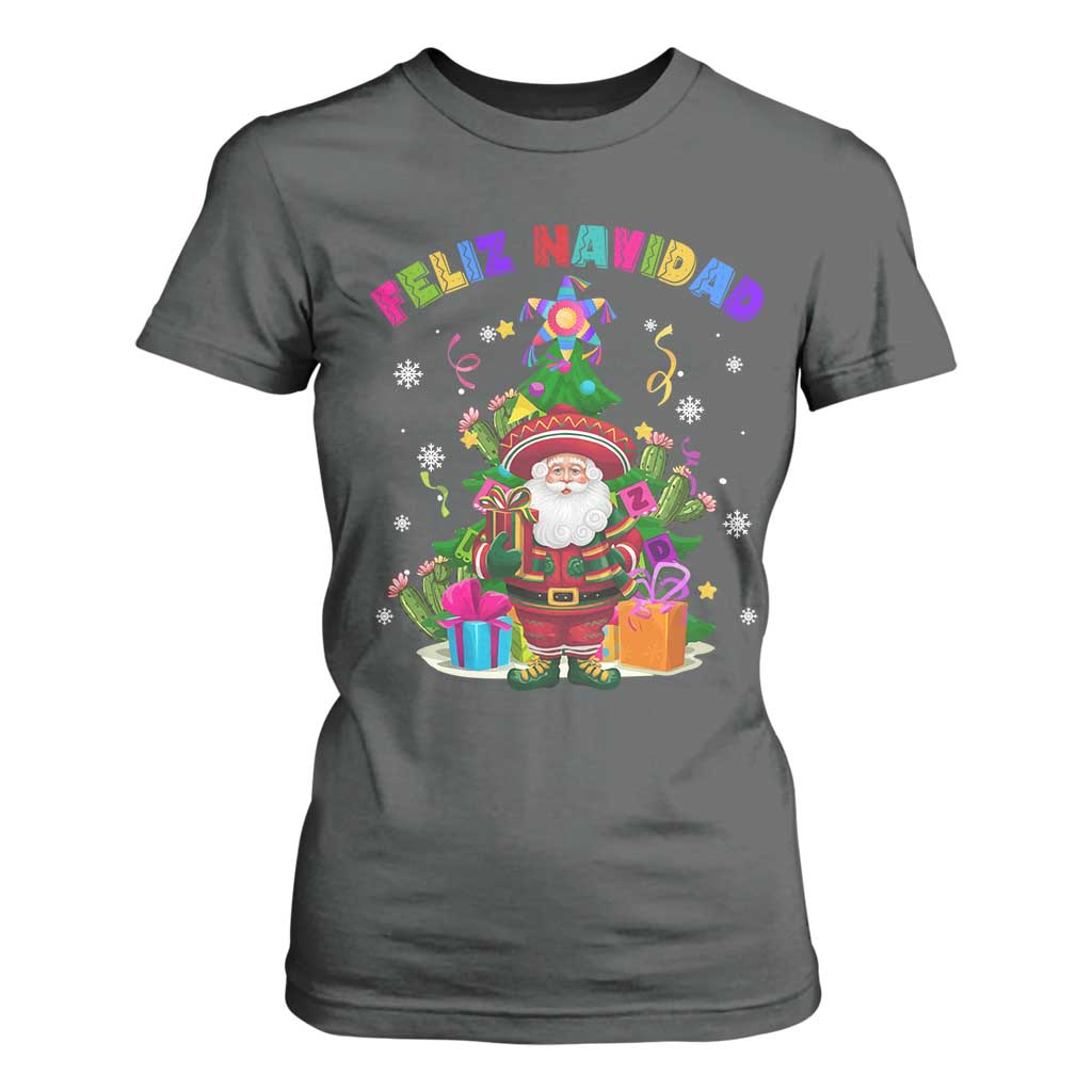 Funny Christmas In Mexico T Shirt For Women Feliz Navidad Sombrero Santa Xmas Tree TS11 Dark Heather Print Your Wear