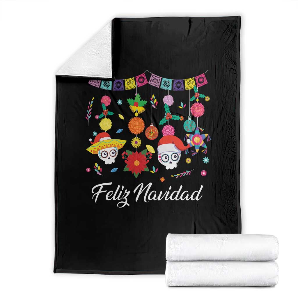 Feliz Navidad Throw Blanket Funny Christmas In Mexico Sugar Skull Pinata Star TS11 Black Print Your Wear