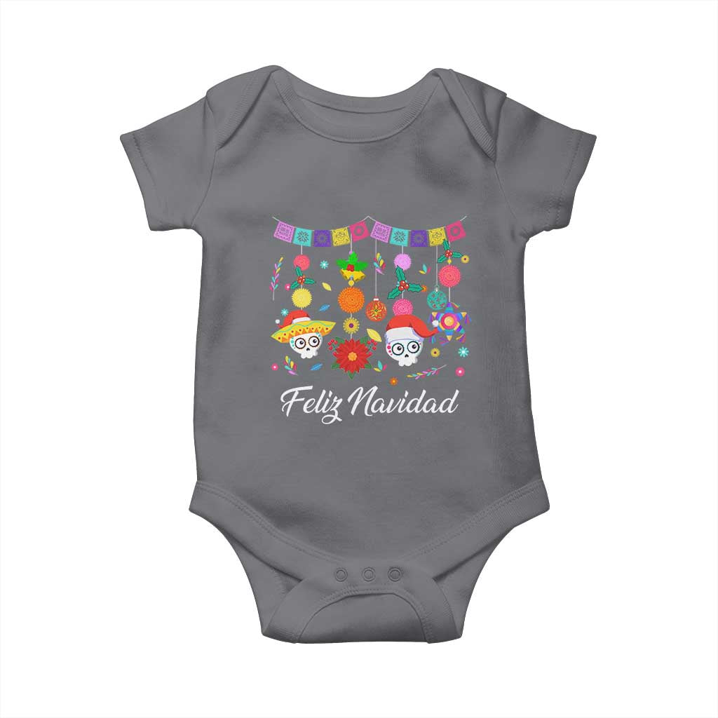 Feliz Navidad Baby Onesie Funny Christmas In Mexico Sugar Skull Pinata Star TS11 Charcoal Print Your Wear