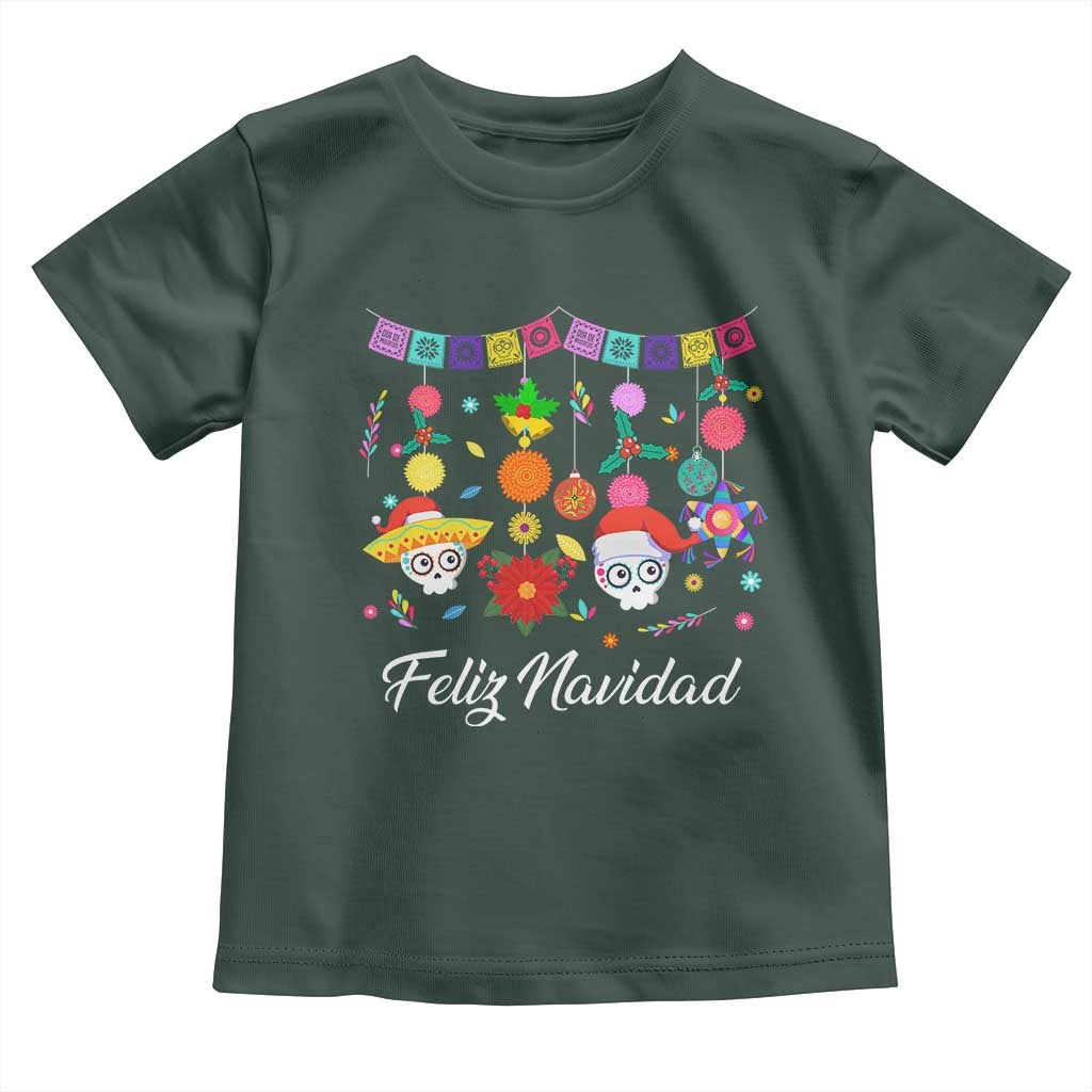 Feliz Navidad Baby Shirt Funny Christmas In Mexico Sugar Skull Pinata Star TS11 Dark Forest Green Print Your Wear