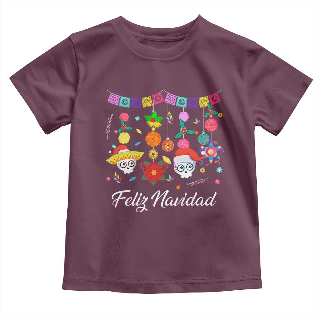 Feliz Navidad Baby Shirt Funny Christmas In Mexico Sugar Skull Pinata Star TS11 Maroon Print Your Wear