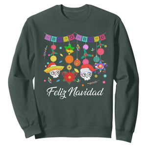 Feliz Navidad Sweatshirt Funny Christmas In Mexico Sugar Skull Pinata Star TS11 Dark Forest Green Print Your Wear