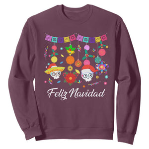 Feliz Navidad Sweatshirt Funny Christmas In Mexico Sugar Skull Pinata Star TS11 Maroon Print Your Wear
