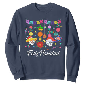 Feliz Navidad Sweatshirt Funny Christmas In Mexico Sugar Skull Pinata Star TS11 Navy Print Your Wear