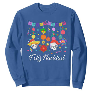 Feliz Navidad Sweatshirt Funny Christmas In Mexico Sugar Skull Pinata Star TS11 Royal Blue Print Your Wear