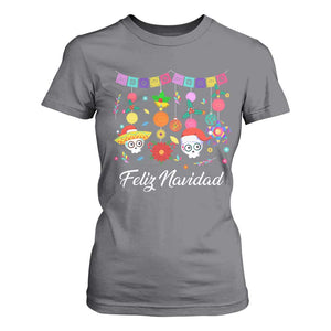 Feliz Navidad T Shirt For Women Funny Christmas In Mexico Sugar Skull Pinata Star TS11 Charcoal Print Your Wear