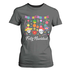 Feliz Navidad T Shirt For Women Funny Christmas In Mexico Sugar Skull Pinata Star TS11 Dark Heather Print Your Wear