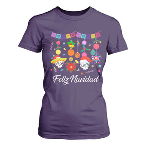 Feliz Navidad T Shirt For Women Funny Christmas In Mexico Sugar Skull Pinata Star TS11 Purple Print Your Wear